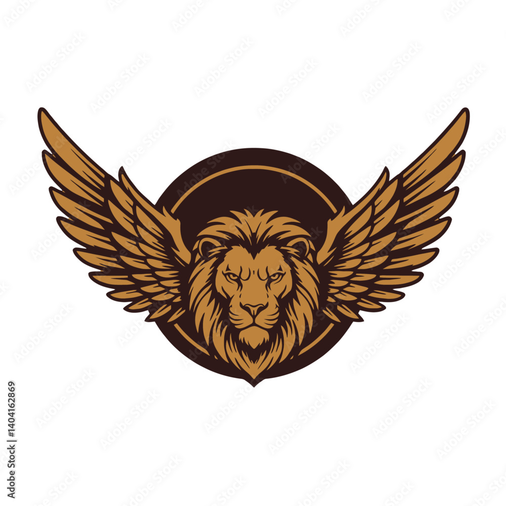 Fototapeta premium Golden Winged Lion Heraldry Logo