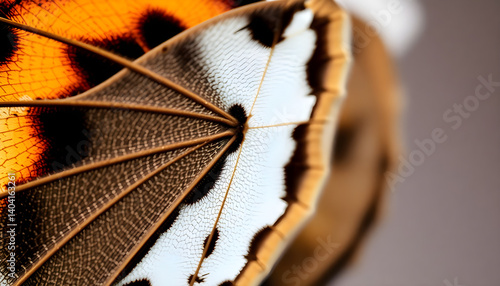 close up of an orange and white umbrella