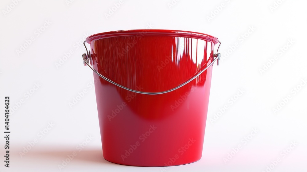 A Shiny Red Bucket on White Background A Shiny Red Bucket on White Background