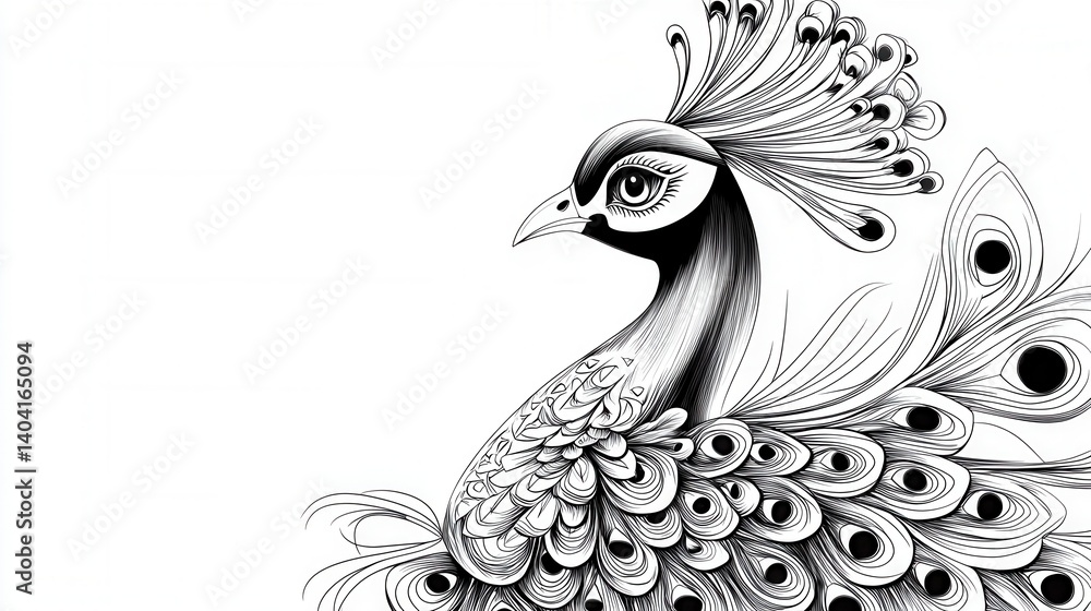 Fototapeta premium Elegant Peacock Silhouette Illustration