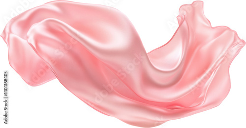 Pink silk fabric in motion against transparent background