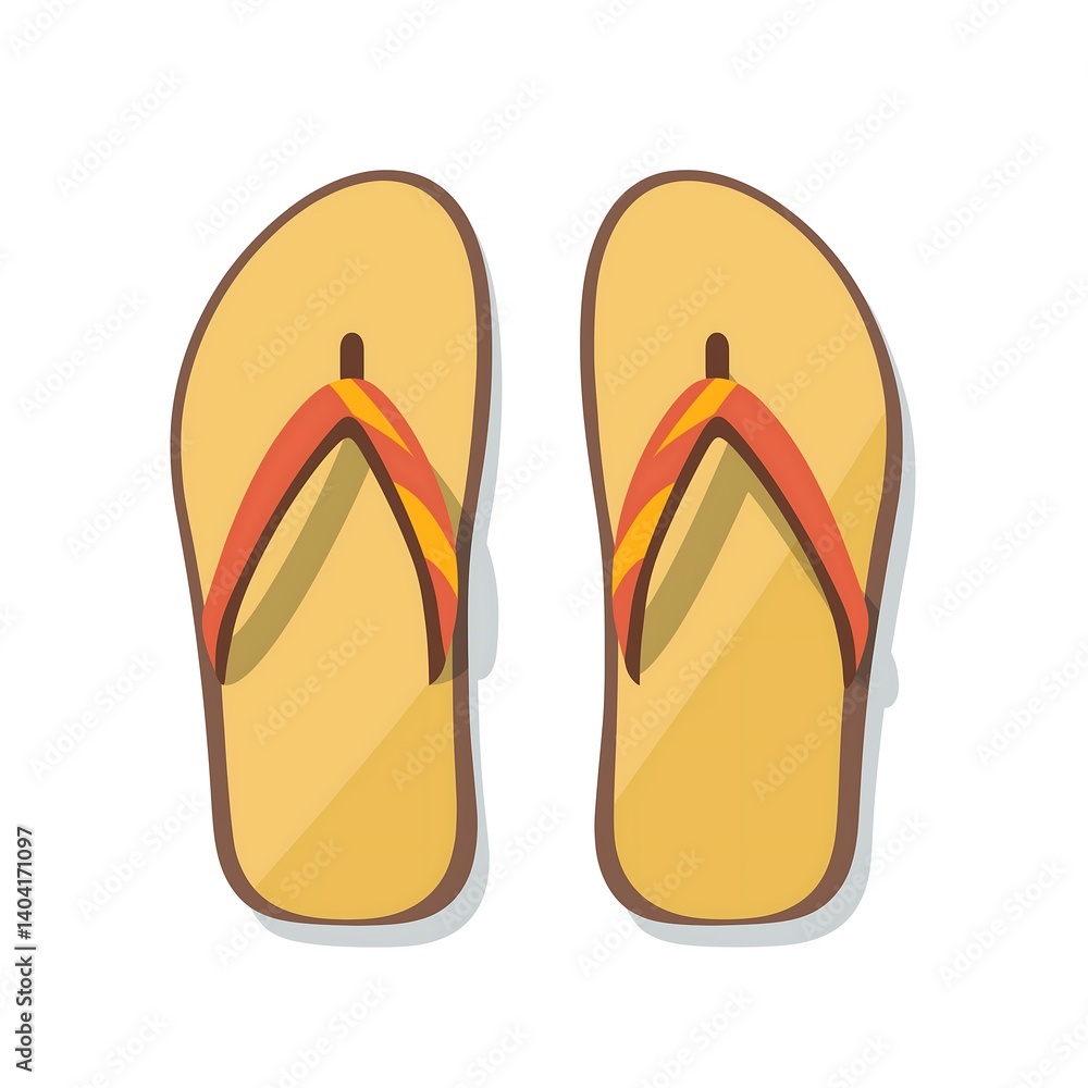 Fototapeta premium Summer Beachwear: Vibrant Flip Flops and Casual Sandals for a Stylish Tropical Getaway