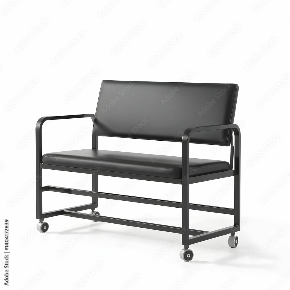 Sleek Black Mobile Padded Bench a Minimalist Design on white background Sleek Black Mobile Padded Bench a Minimalist Design on white background