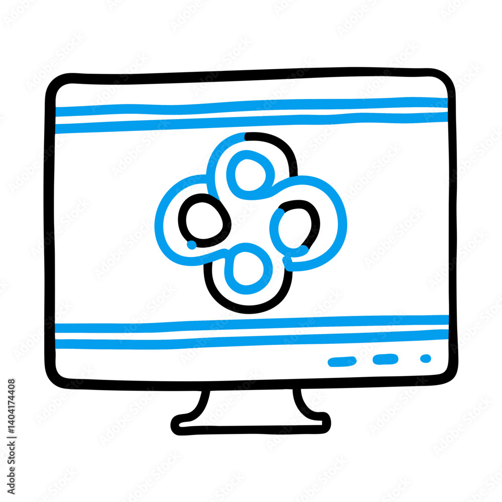 Social Media Icons on Computer Screen Illustration Social Media Icons on Computer Screen Illustration