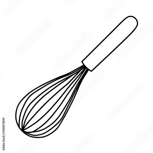 Hand Whisk Vector Illustration in Outline Style