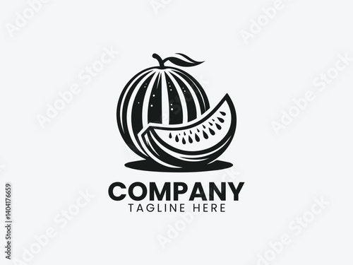 Melon Fruit Vector Logo Design, Sweet Ripe Melon Illustration Logo, Fresh Juicy Melon Logo
