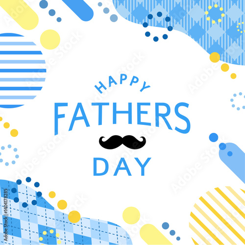 ポップでかわいい、父の日の背景イラスト ( フレーム　メンフィス　お父さん　見出し　タイトル　メッセージカード )