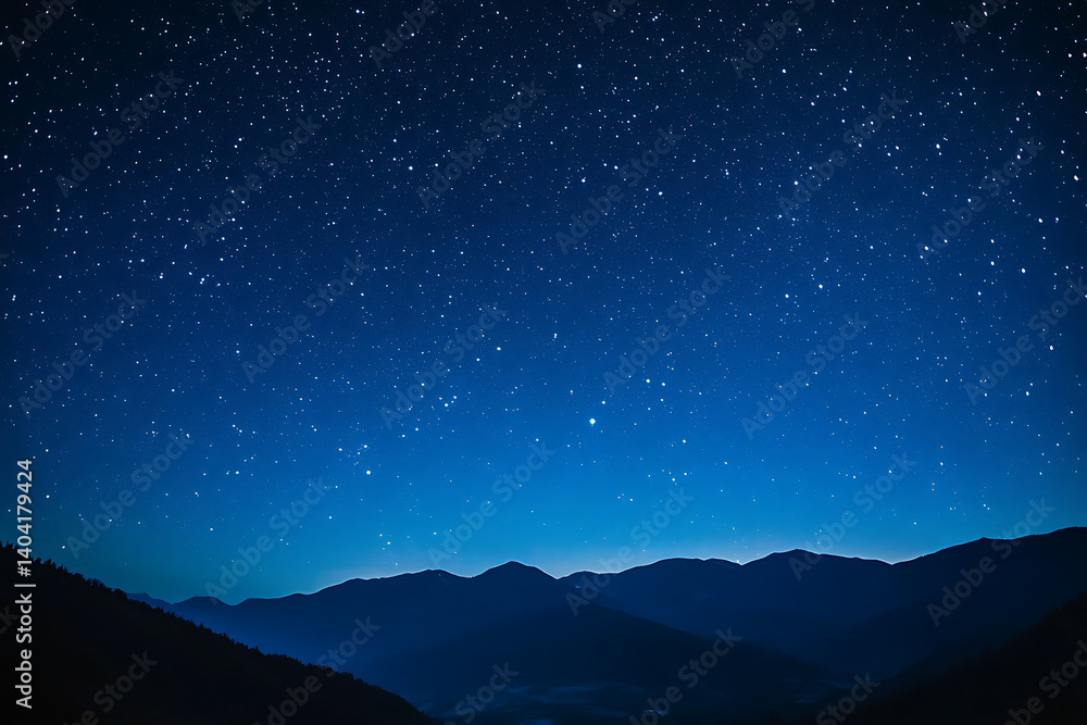 Fototapeta premium Starry Night Sky with Deep Blue Background and Bright White Stars