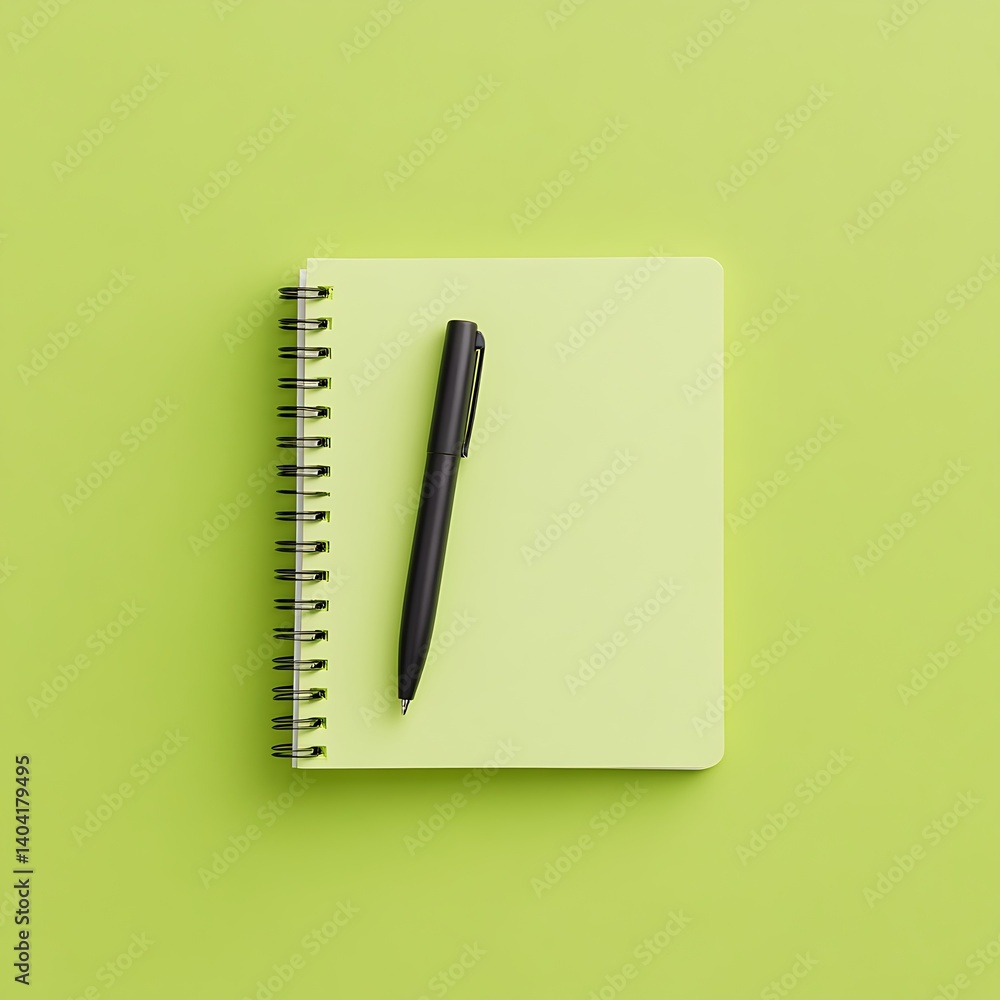 Notepad with pen in office design Notepad with pen in office design