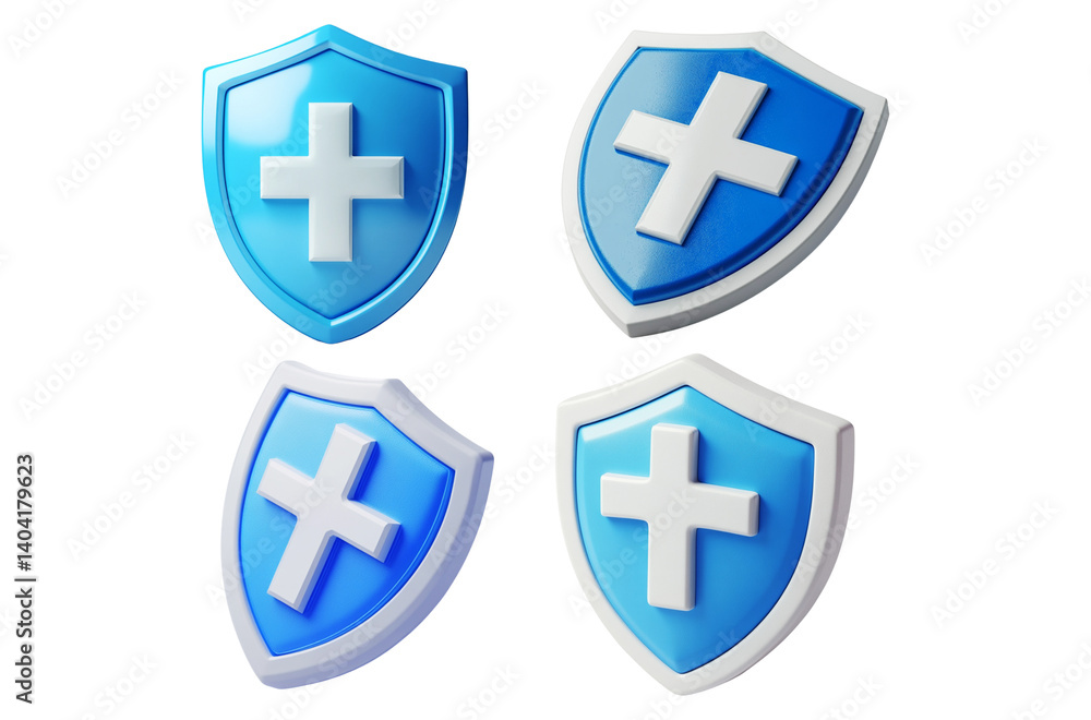 Medical shield protection and safety icons set for healthcare design Medical shield protection and safety icons set for healthcare design