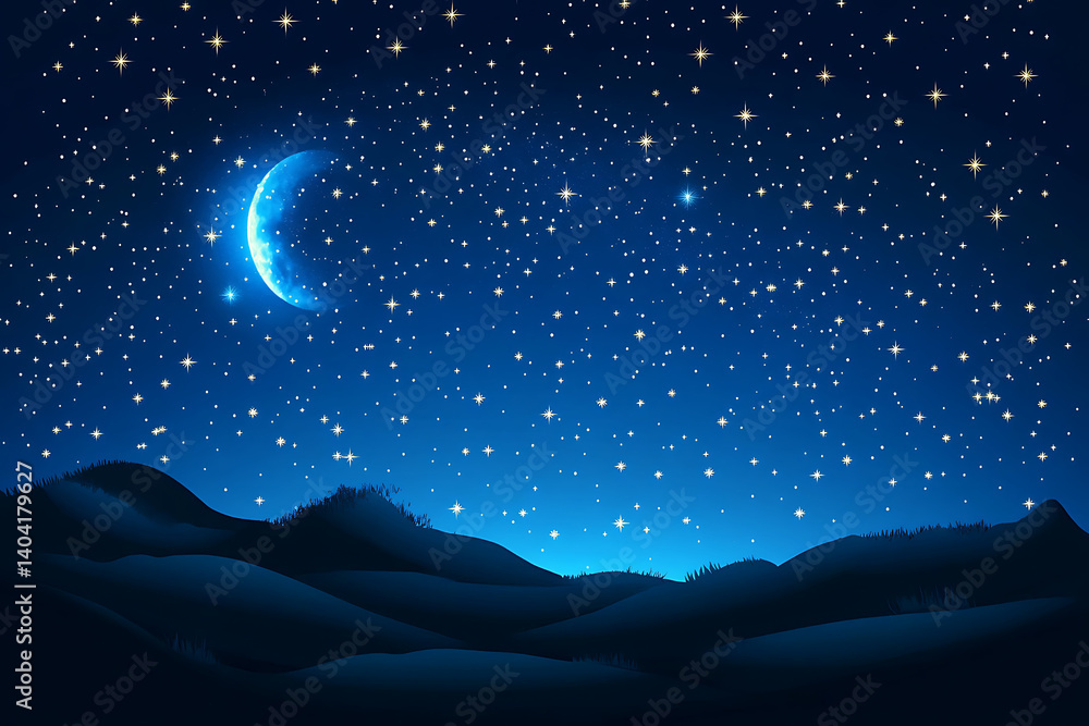 Obraz premium Starry Night Sky with Dark Blue Background and Visible Stars