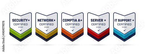 Modern Computer Certified Badge Set. Technology Certification Emblem for Digital Learning.
