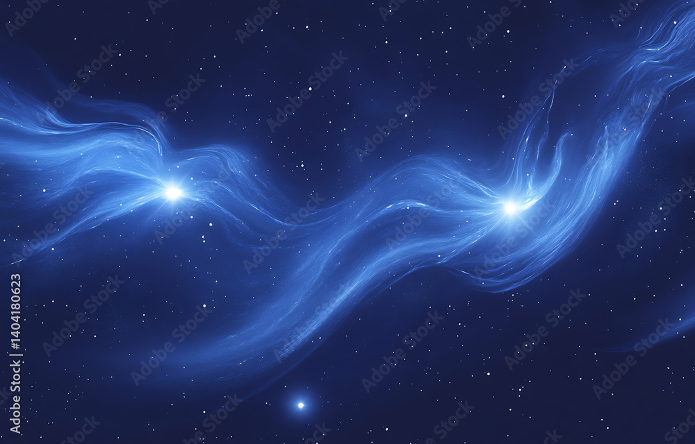 Fototapeta premium Starry Night and Milky Way in Hyperrealistic Blue Color Scheme