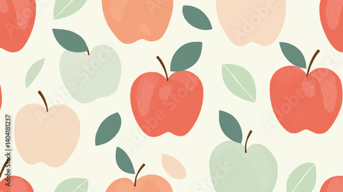 Colorful Seamless Vector Apple Pattern with Retro Pastel Style for Backgrounds and Packaging Use