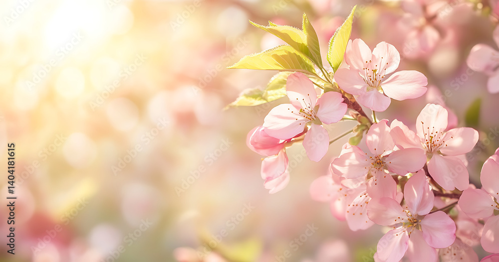 Spring background with cherry blossoms and sunlight Spring background with cherry blossoms and sunlight
