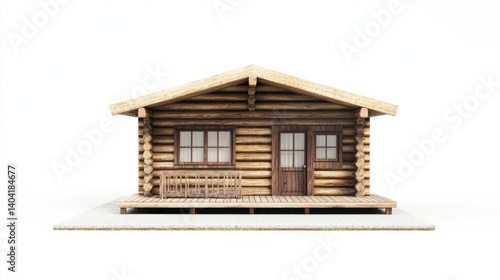 3D Model of a Wooden Cabin photo