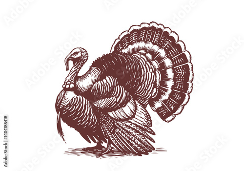Turkey Bird hand drawn sketch illustration vector