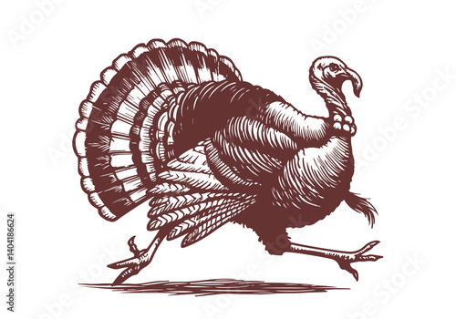 Turkey Bird hand drawn sketch illustration vector