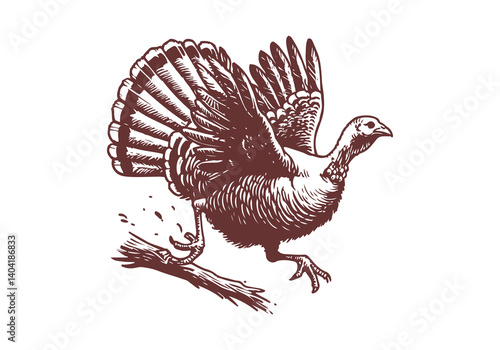 Turkey Bird hand drawn sketch illustration vector