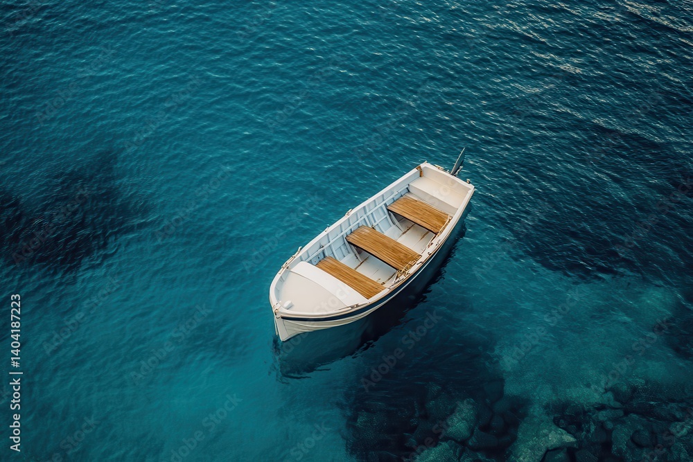 Fototapeta premium Small Rowboat in Azure Water