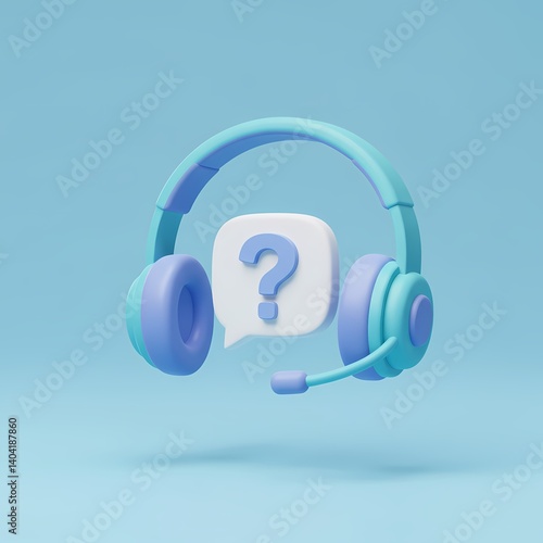 3D Headphones icon on blue background