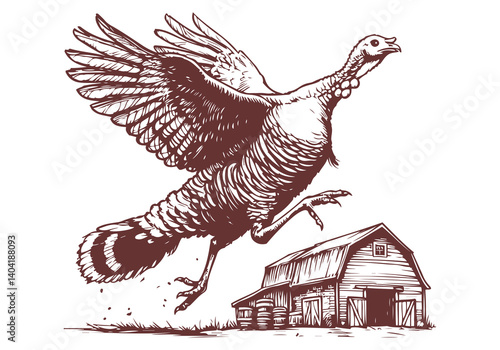 Turkey Bird hand drawn sketch illustration vector