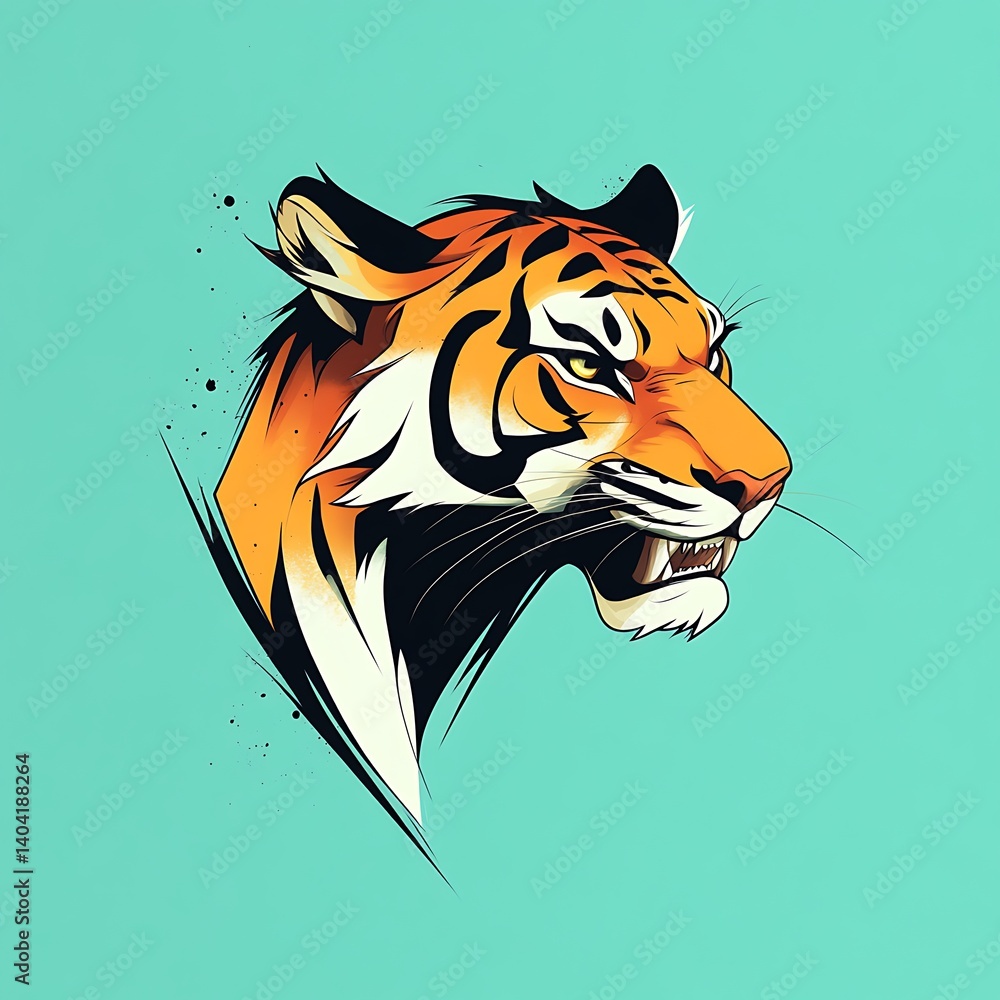 Fototapeta premium Fierce tiger face sharp details