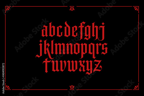 CrimsonGoth - Gothic Blackletter Font

A gothic font with a crimson hue on a black backdrop for titles.