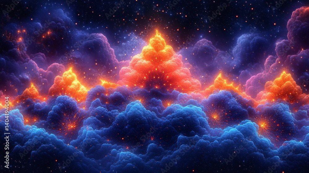 Enchanting landscape of colorful cosmic clouds and stars, creating a sense of awe. The cosmic scene showcases the beauty of the universe Enchanting landscape of colorful cosmic clouds and stars, creating a sense of awe. The cosmic scene showcases the beauty of the universe