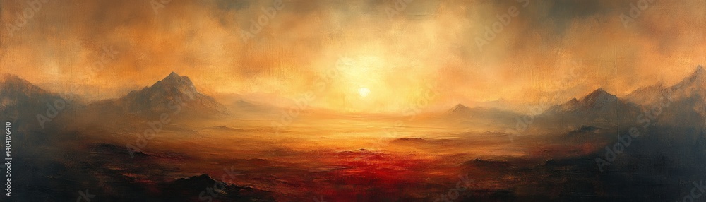 Obraz premium A breathtaking view of a sunrise over mountains, painting the sky with vibrant colors. The scene evokes a sense of peace and grandeur.