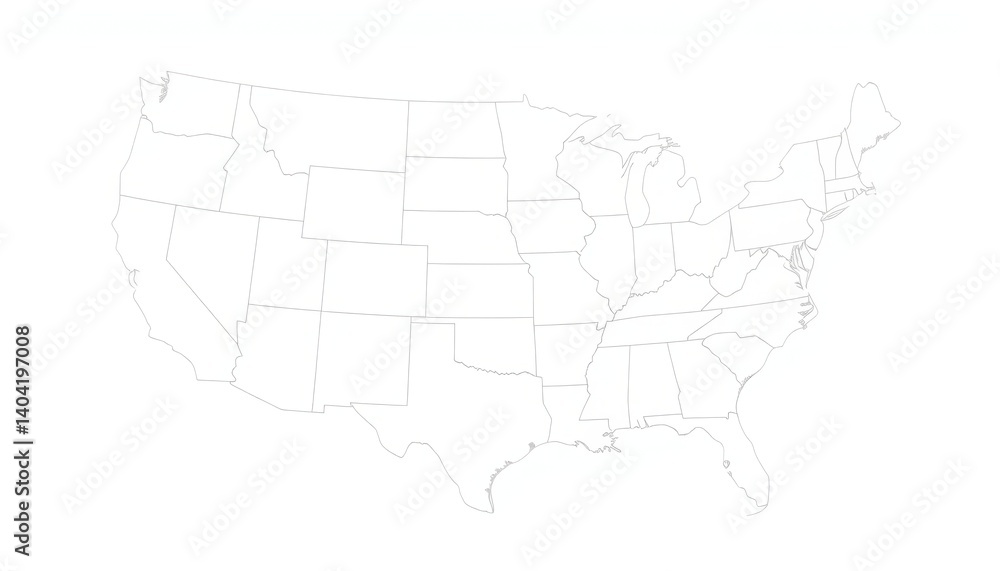 Fototapeta premium Abstract Dotted Line Map Of The United States