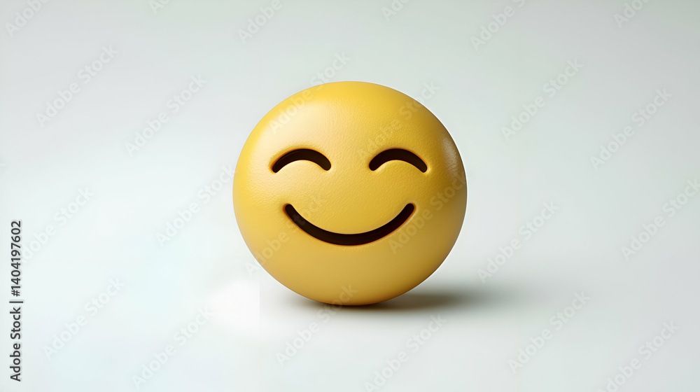 Smiling Yellow 3D Emoji on White Background Smiling Yellow 3D Emoji on White Background