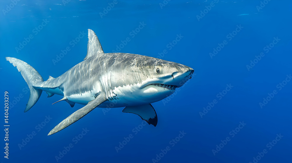 Fototapeta premium Powerful Great White Shark Underwater