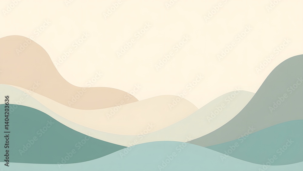 Abstract minimalist landscape with pastel mountains and valleys. Serene and calming color palette evokes peace and tranquility. Abstract minimalist landscape with pastel mountains and valleys. Serene and calming color palette evokes peace and tranquility.