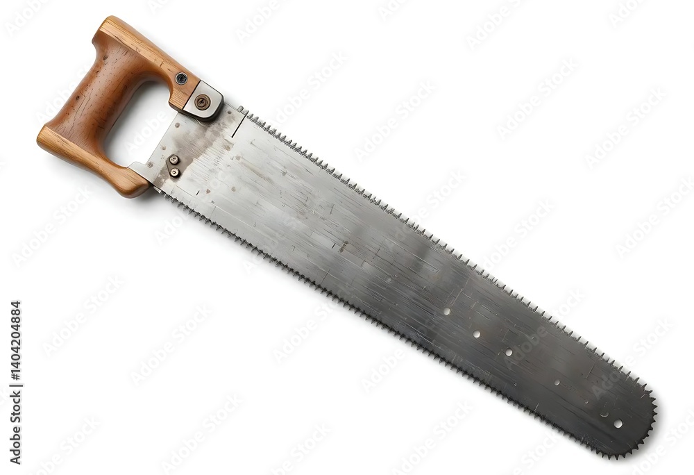 Handsaw with Wooden Handle Isolated on White Handsaw with Wooden Handle Isolated on White