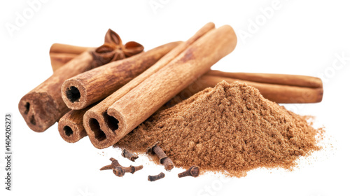 cinnamon sticks on white background