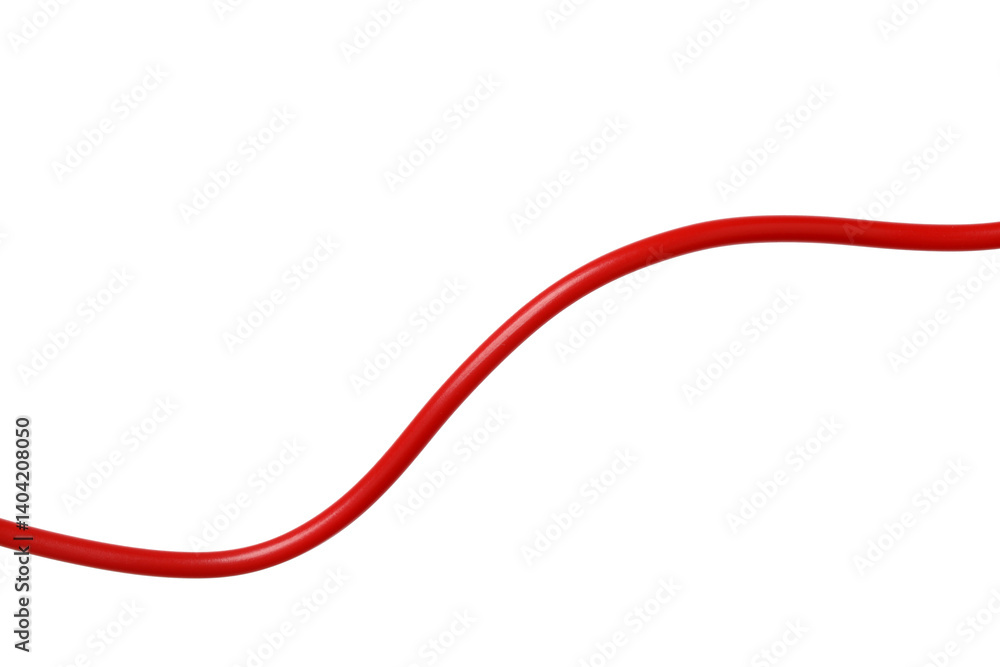 One red electrical wire isolated on white