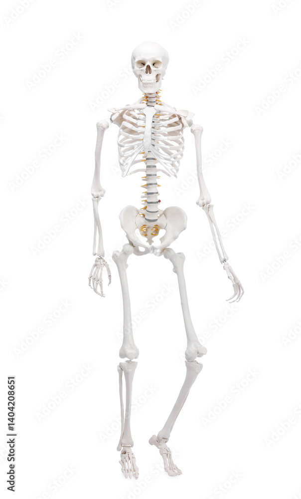 Artificial human skeleton model isolated on white Artificial human skeleton model isolated on white