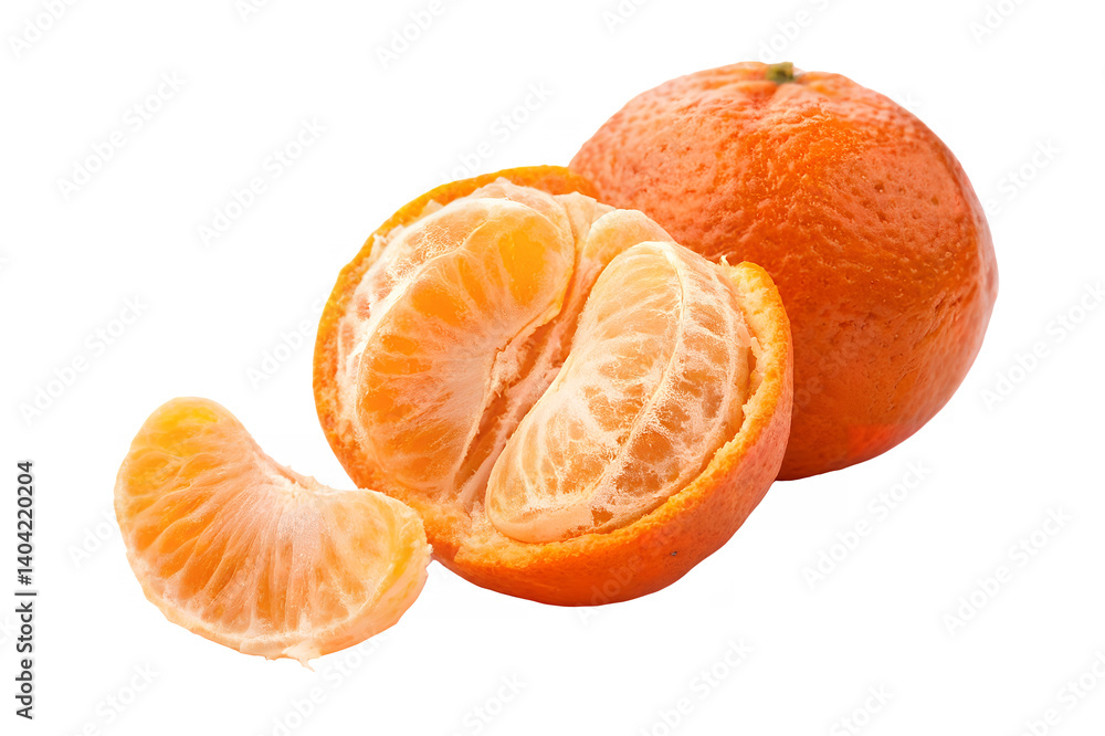 Transparent image of peeled tangerine with segment citrus fruit snack Transparent image of peeled tangerine with segment citrus fruit snack