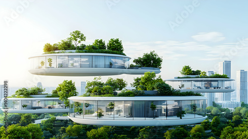 Obraz na płótnie Floating Homes Eco Friendly Futuristic City w salonie