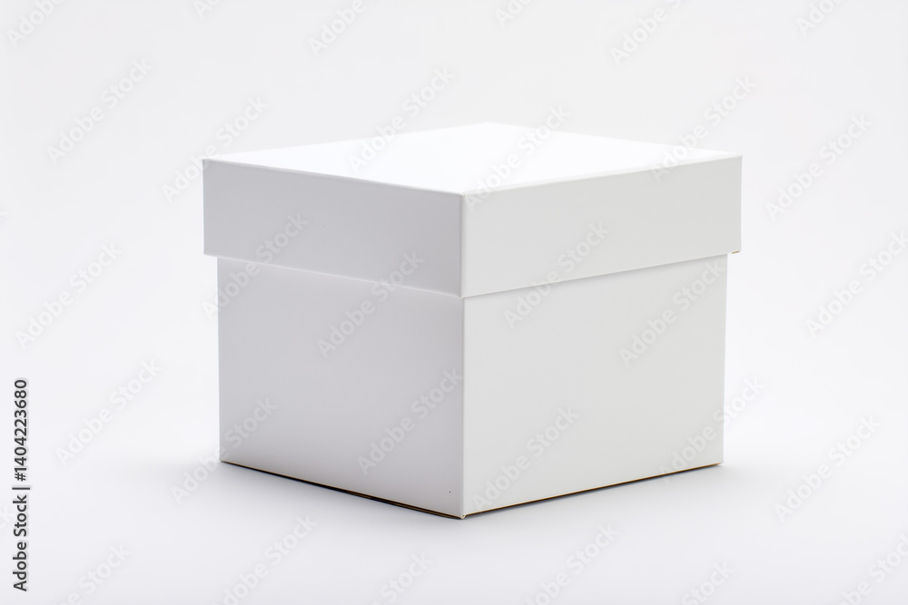 Elegant white gift box placed on a plain background, highlighting simplicity and versatility for various occasions Elegant white gift box placed on a plain background, highlighting simplicity and versatility for various occasions