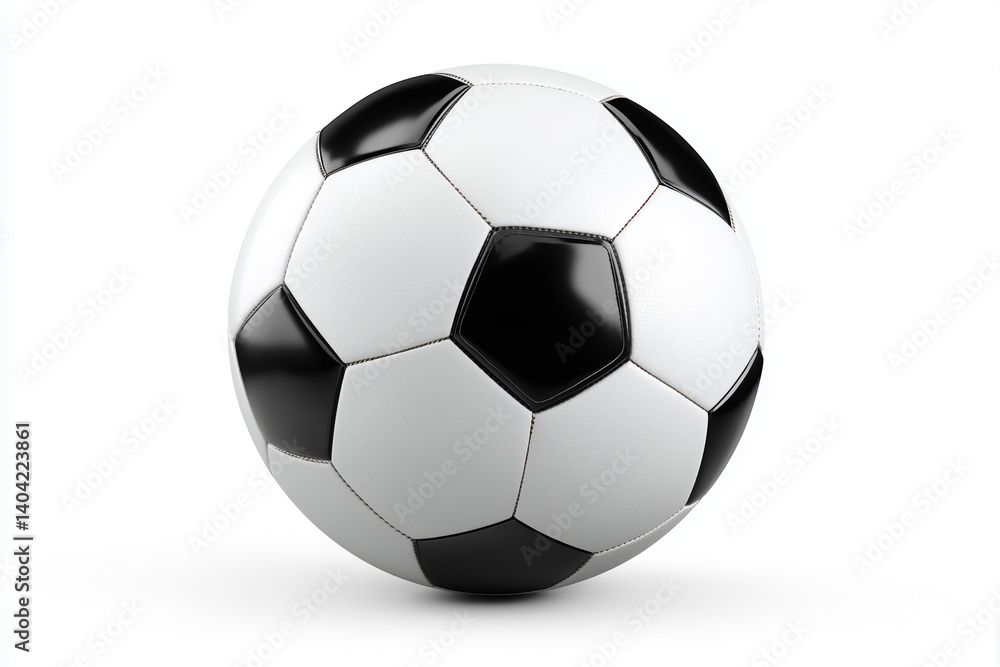 Soccer ball placed on a clean white surface ready for a game or practice session Soccer ball placed on a clean white surface ready for a game or practice session