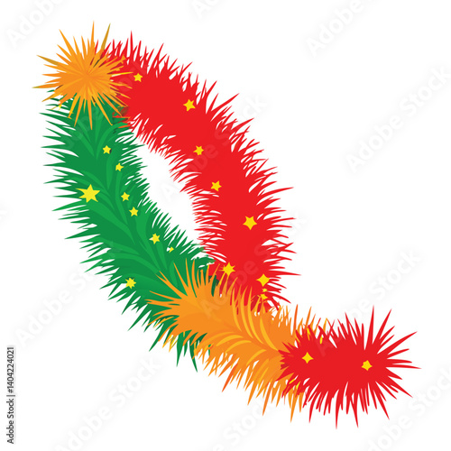 Christmas tinsel isolated on white background