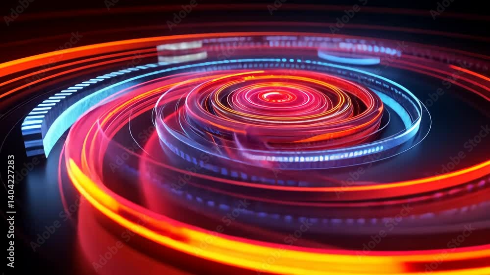 Dynamic swirls of red and blue neon light create a mesmerizing, futuristic, abstract presentation Dynamic swirls of red and blue neon light create a mesmerizing, futuristic, abstract presentation