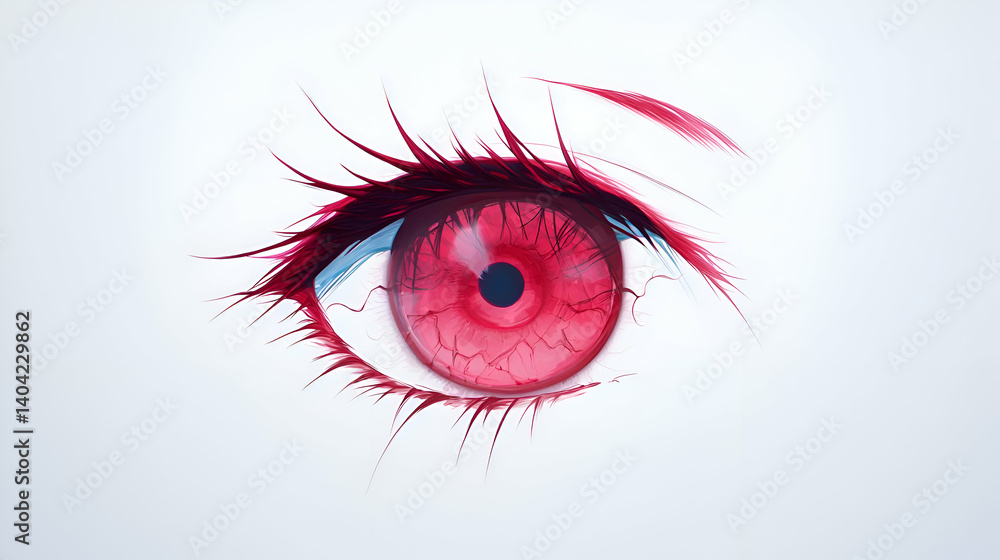 Intense Red Eye Digital Art Close Up