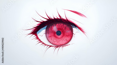 Obraz na płótnie Intense Red Eye Digital Art Close Up w salonie