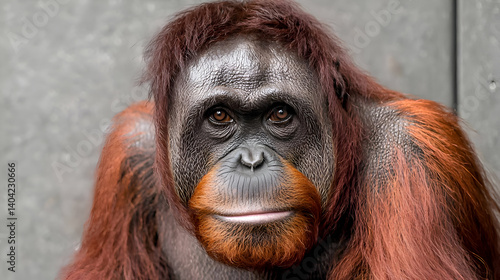 Obraz na płótnie Closeup Portrait of a Red Orangutan w salonie