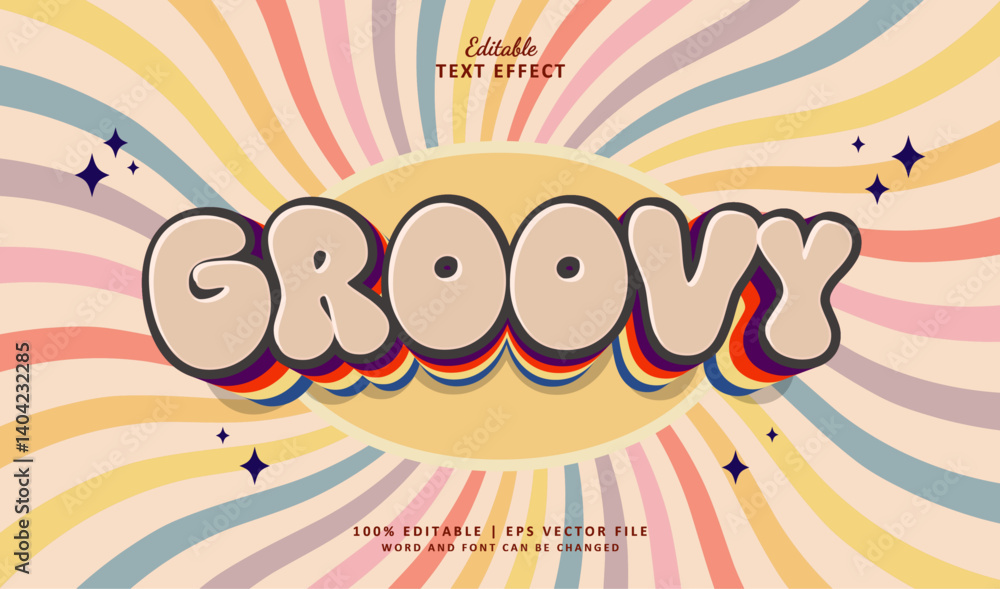 Fototapeta premium Groovy Editable Text Effect 3d Vintage Retro Classic Old Style