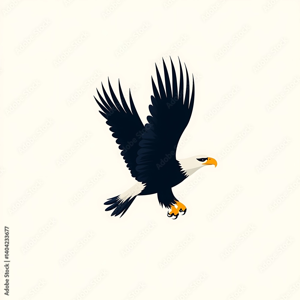 Fototapeta premium soaring eagle silhouette with bold lines