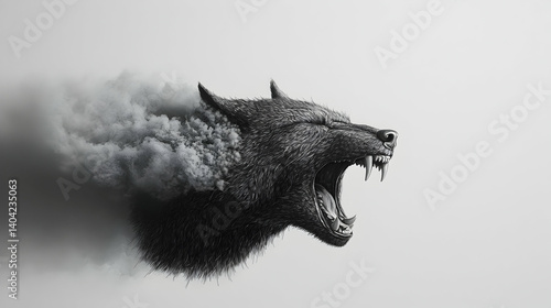 Obraz na płótnie Abstract Black And White Wolf Head Design w salonie